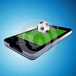 Smart phone, mobile telephone with soccer football