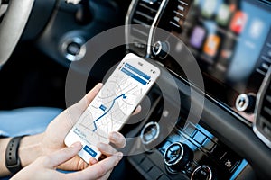 Smart phone with navigation app in the car