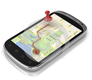 Smart phone navigation - mobile gps 3d concept