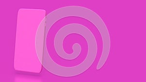 Smart phone on pink Background 3d Rendering photo