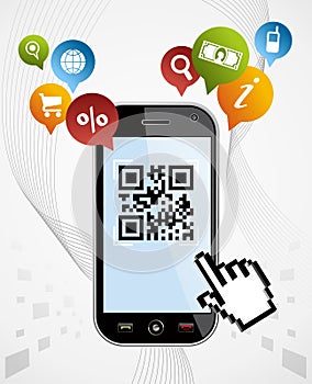 Smart Phone: QR code app vector illustration