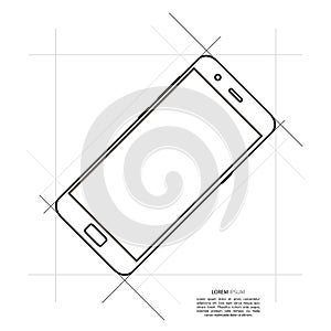 Smart phone. Realistic mobile phone smart phone with blank screen isolated on background. Vector illustration for printing and web