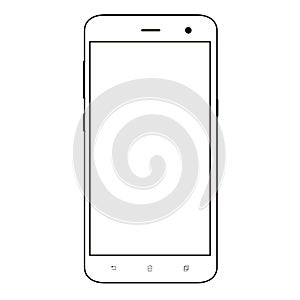 Smart phone. Realistic mobile phone smart phone with blank screen isolated on background. Vector illustration for printing and web