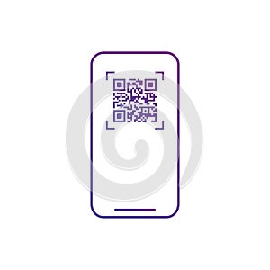 Smart Phone Scanning Qr Code Icon Barcode Scan With Telephone. Vector Illustration isolated on white background