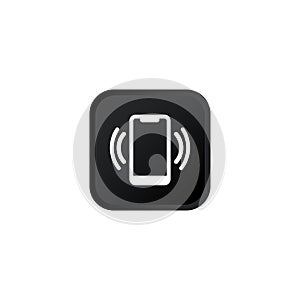 Smart phone in silent mode or mobile phone vibrating icon modern button design black symbol isolated on white background. Vector