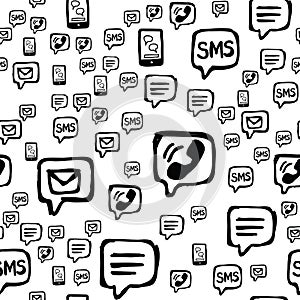 Smart Phone SMS and Email Communications Seamless Pattern