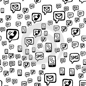 Smart Phone SMS and Email Communications Seamless Pattern