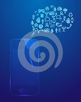 Smart phone, social media icons