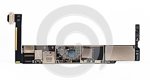 Smart phone tablet components, circuit board from the modern mobile tablet phone with CPU RAM chips and other electronic