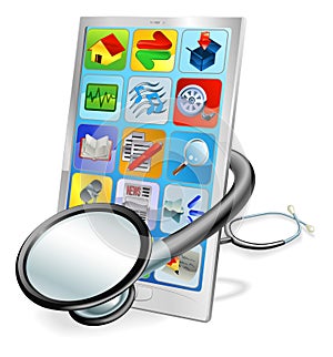 Smart phone or tablet pc health check concept