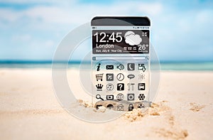 Smart phone with a transparent display.