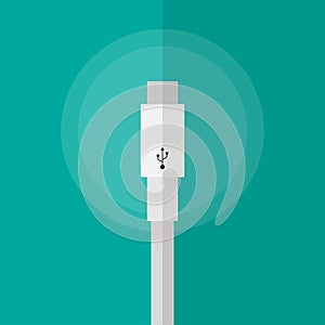 Smart phone usb-c charger or connector cable flat vector design