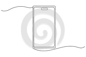 Smart phone vector icon continuous one line drawing on white background