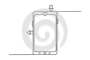 Smart phone vector icon continuous one line drawing on white background