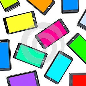 Smart Phones - Array of Colored Screens photo