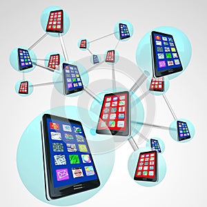 Smart Phones in Communication Linked Network Spheres photo