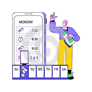 Smart pill boxes abstract concept vector illustration.