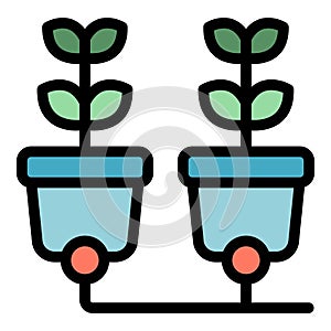 Smart plant pot icon vector flat