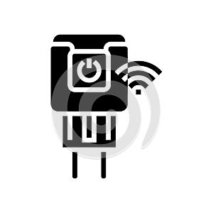 smart plug home glyph icon vector illustration