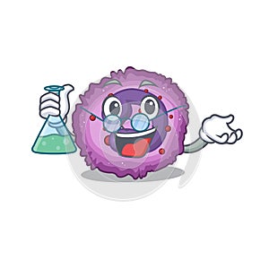 Smart Professor eosinophil cell cartoon character with glass tube