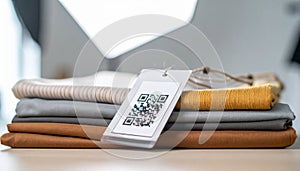 Smart Retail QR Code on a Stack of Apparel