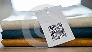 Smart Retail Tag with QR Code on Apparel Stack