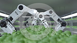 Smart robotic farmers concept, robot farmers