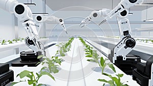 Smart robotic farmers concept, robot farmers