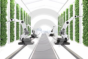 Smart robotic farmers concept, robot farmers, Agriculture technology, Farm automation