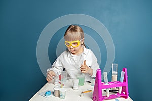 Smart science student child girl studying science