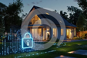Smart security system protects modern home at night