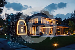 Smart security system protects modern home at night