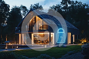 Smart security system protects modern home at night