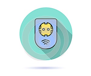 Smart socket icon with long shadow for graphic and web design.
