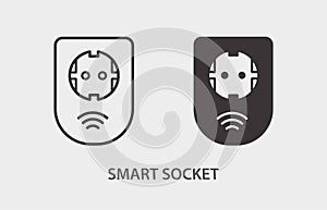 Smart socket icon on white background. Vector illustration.
