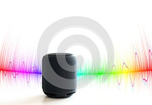 Smart speaker with colorful sound waves