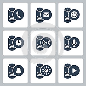 Smart Speaker Related Vector Icons in Glyph Style