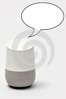 A Smart Speaker with a speech bubble