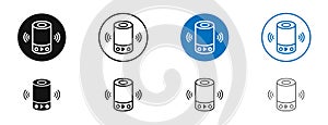 Smart speaker thin line vector icon set