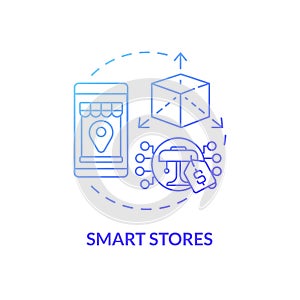 Smart stores blue gradient concept icon