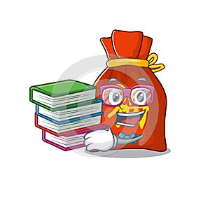 Smart Student chinese money bag Scroll mascot cartoon with book