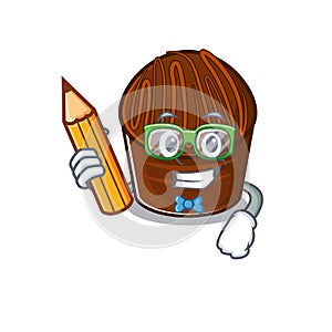 A smart Student chocolate candy character holding pencil