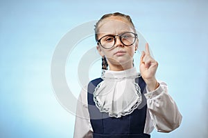 Smart Student Girl Warn Caution Gesture Copyspace