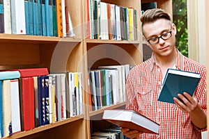 Smart student in a library