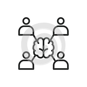 Smart Team, in line design. Smart team, collaboration, innovation, teamwork, intelligence, strategy, leadership on white photo