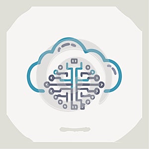 Smart Technology Cloud Computing Circuit Icon