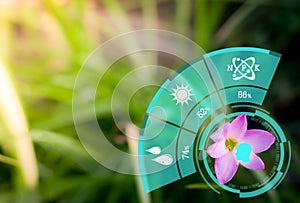 Smart technology with Internet of things futuristic agriculture concept. Analysis report with one finger click on digital screen.