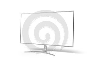 Smart television screen isolated on white Mockup. Computer monitor 3D rendering