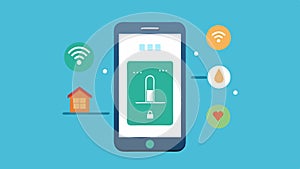 Smart Thermostat App A smartphone with an app open showing the smart thermostats settings. The phone screen displays a photo
