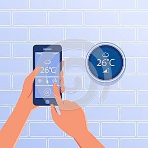 Smart thermostat as smart home concept.